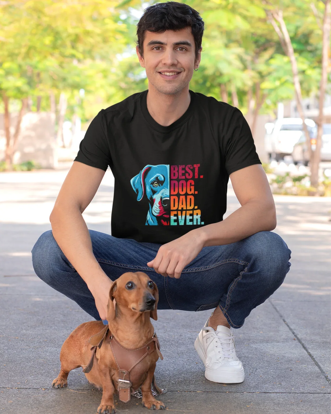 Best Dog Dad Ever T-Shirt - Cotton Canvas