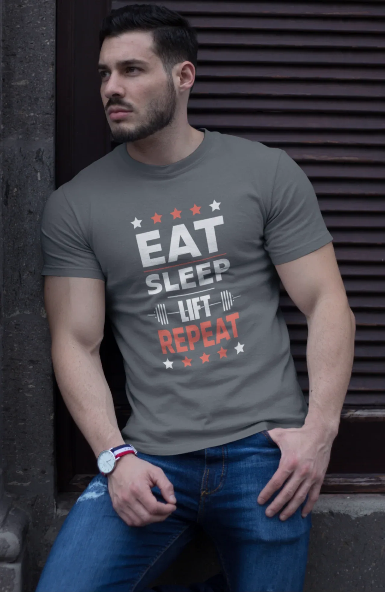 Eat Sleep Lift Repeat Gym T-Shirt - Cotton Canvas