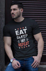 Eat Sleep Lift Repeat Gym T-Shirt - Cotton Canvas