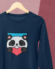 Women's Full Sleeve T-Shirt: Panda Love You - Cotton Canvas