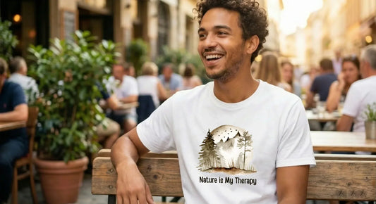 "Person wearing breathable cotton t-shirt in summer sun," "Close up of 100% cotton fabric texture," "Summer graphic t-shirt outfit ideas."