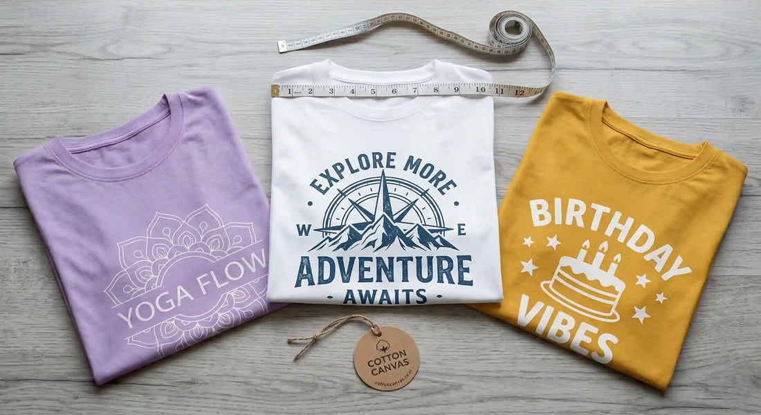 "Cotton Canvas 180 GSM t-shirt quality," "How to measure t-shirt size for online shopping," "Graphic yoga t-shirts India."