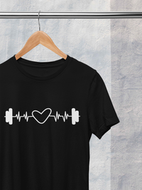 Dumbbell Heartbeat T-Shirt for Fitness Enthusiasts