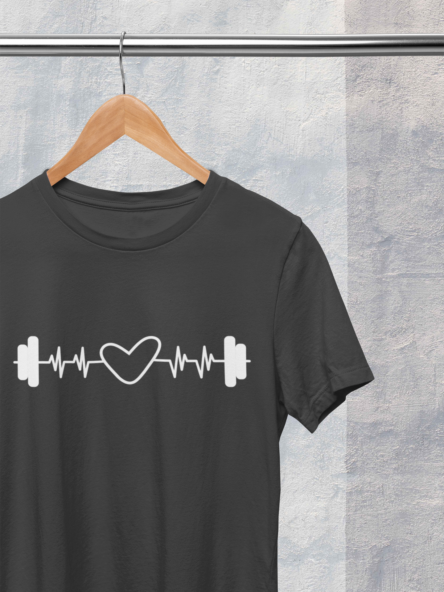 Dumbbell Heartbeat T-Shirt for Fitness Enthusiasts