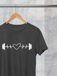 Dumbbell Heartbeat T-Shirt for Fitness Enthusiasts