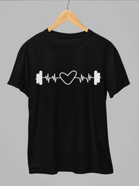 Dumbbell Heartbeat T-Shirt for Fitness Enthusiasts