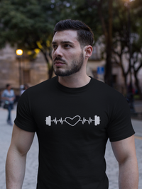 Dumbbell Heartbeat T-Shirt for Fitness Enthusiasts