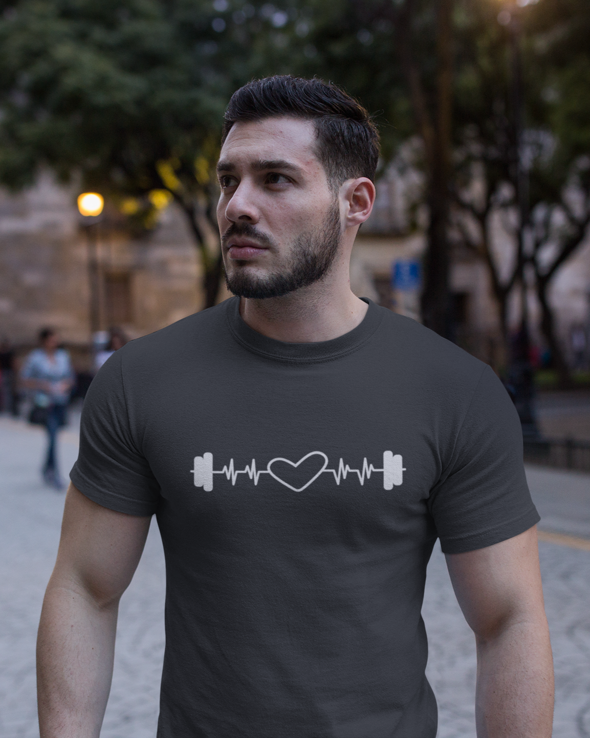 Dumbbell Heartbeat T-Shirt for Fitness Enthusiasts