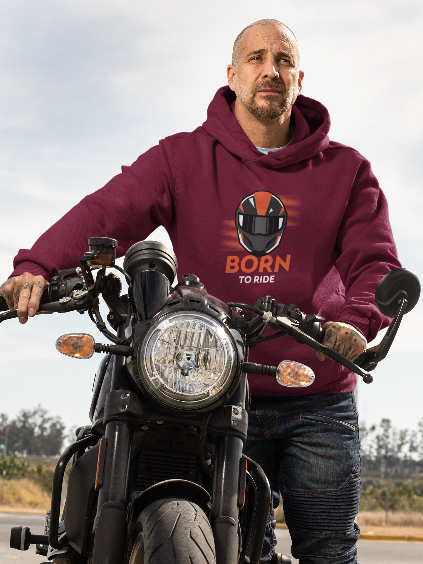 Men's Hooded Sweatshirt - Born To Ride