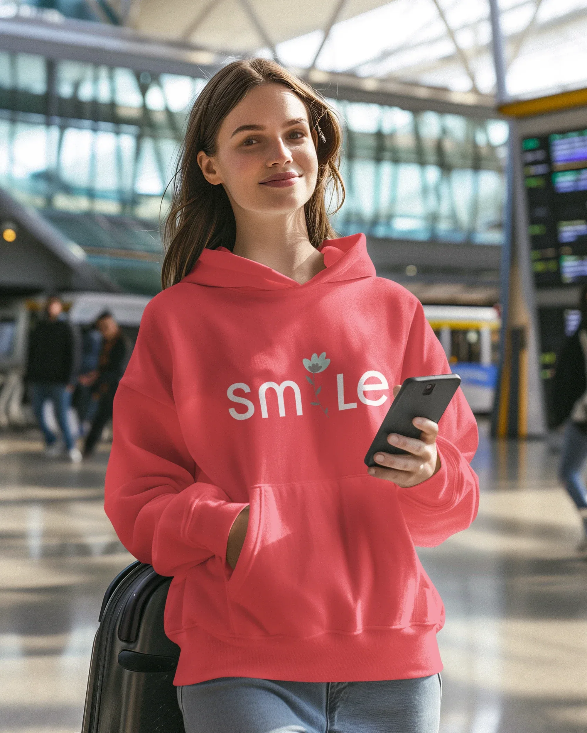 Women's Hoodie: Smile - Cotton Canvas