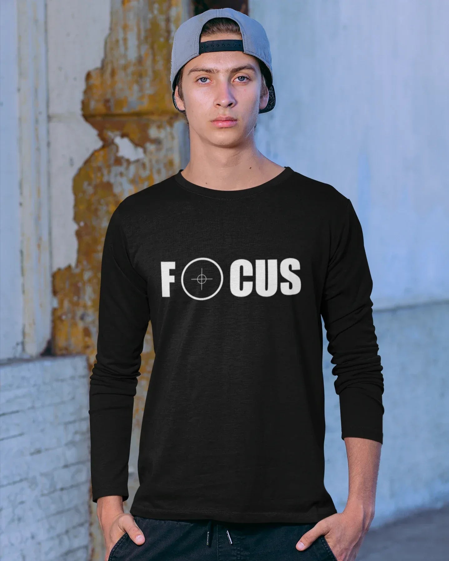 Men's Full Sleeve T-Shirt: Focus - Cotton Canvas