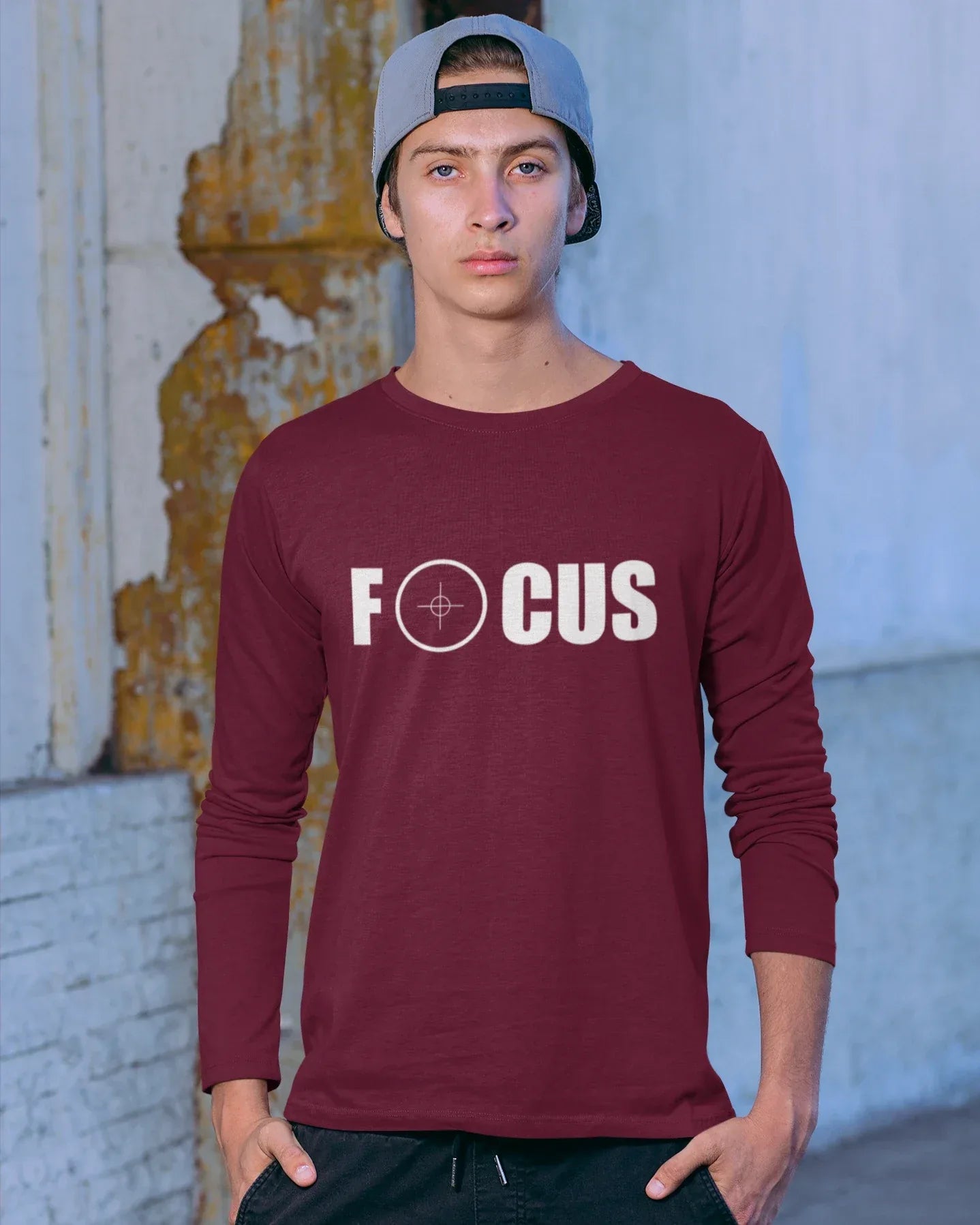 Men's Full Sleeve T-Shirt: Focus - Cotton Canvas