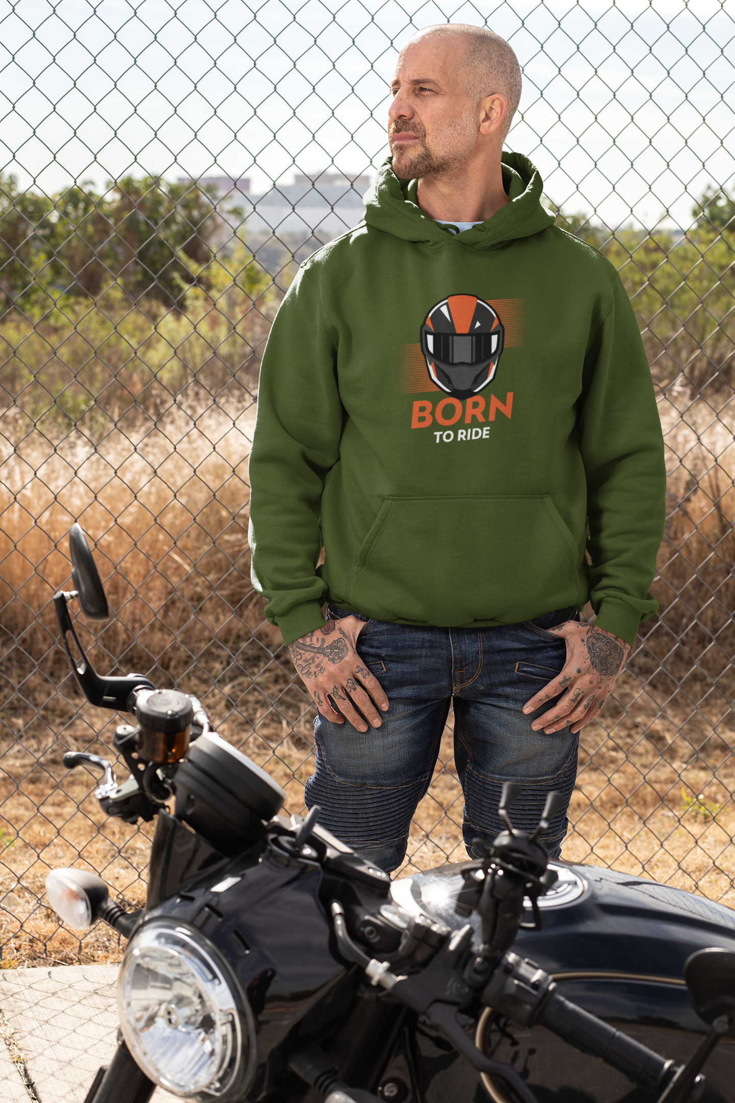 Men's Hooded Sweatshirt - Born To Ride