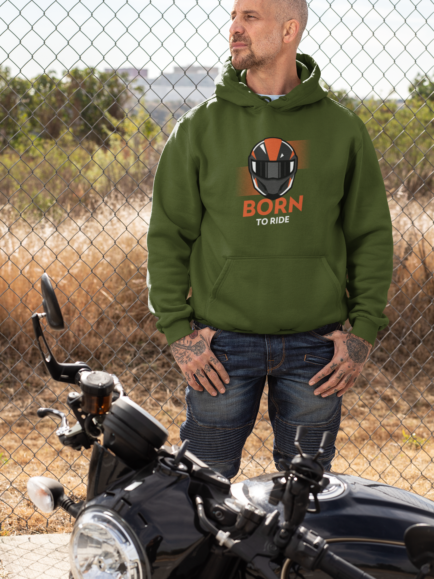 Men's Hooded Sweatshirt - Born To Ride