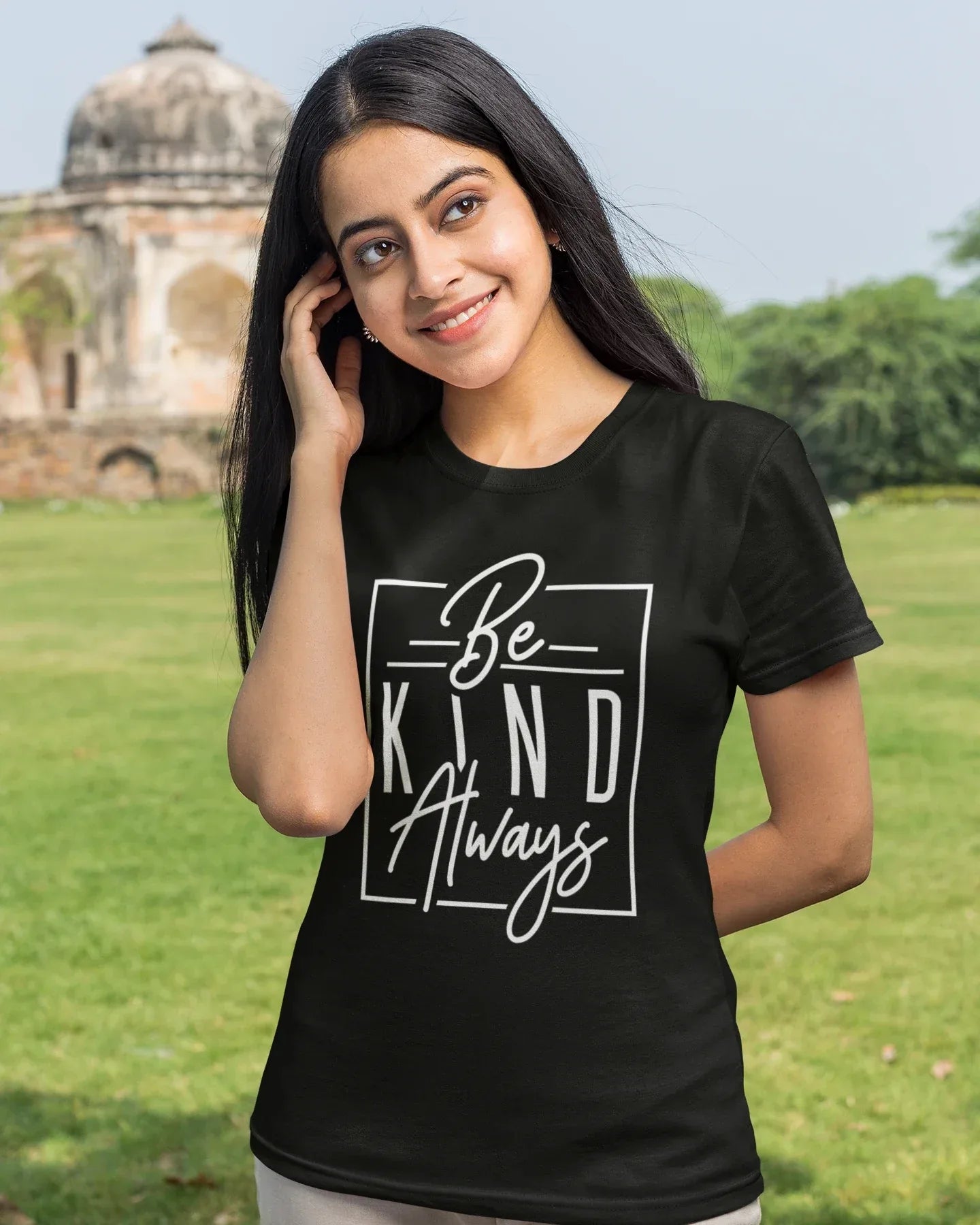 Women's Half Sleeve T-Shirt - Be Kind Always - Cotton Canvas