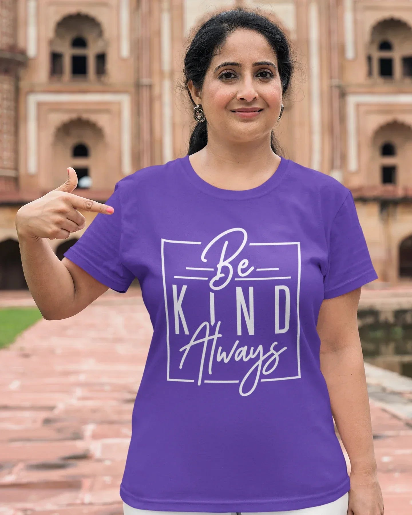 Women's Half Sleeve T-Shirt - Be Kind Always - Cotton Canvas