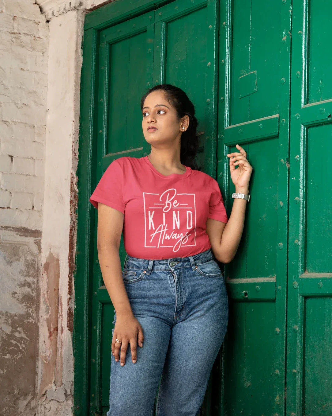 Women's Half Sleeve T-Shirt - Be Kind Always - Cotton Canvas