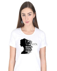 Woman Half Sleeve T-Shirt: Beautiful Strong Fierce - Cotton Canvas