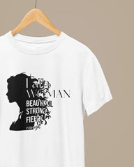 Woman Half Sleeve T-Shirt: Beautiful Strong Fierce - Cotton Canvas