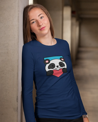 Women's Full Sleeve T-Shirt: Panda Love You - Cotton Canvas