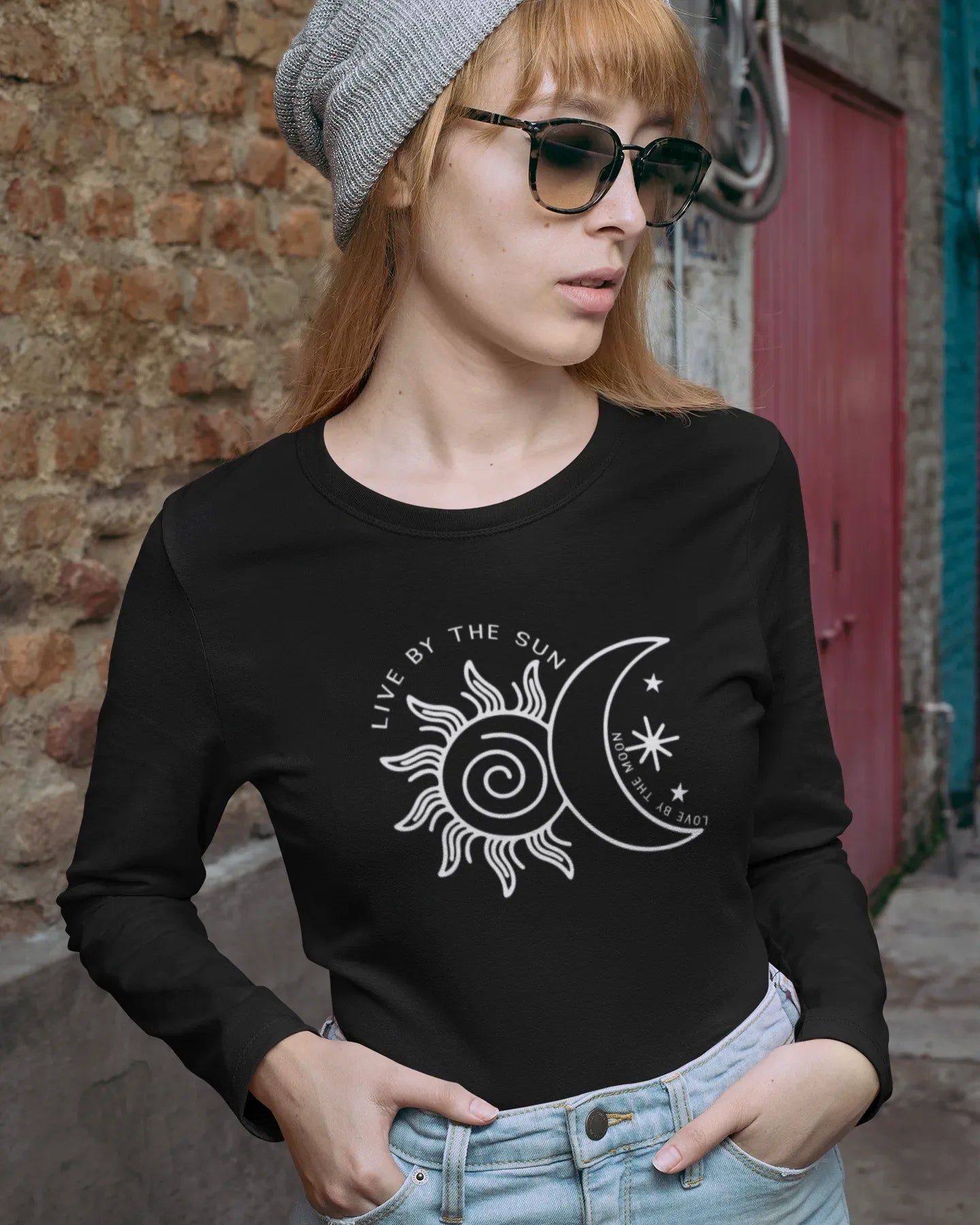 Women's Full Sleeve T-Shirt: Live by the Sun - Cotton Canvas