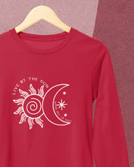 Women's Full Sleeve T-Shirt: Live by the Sun - Cotton Canvas